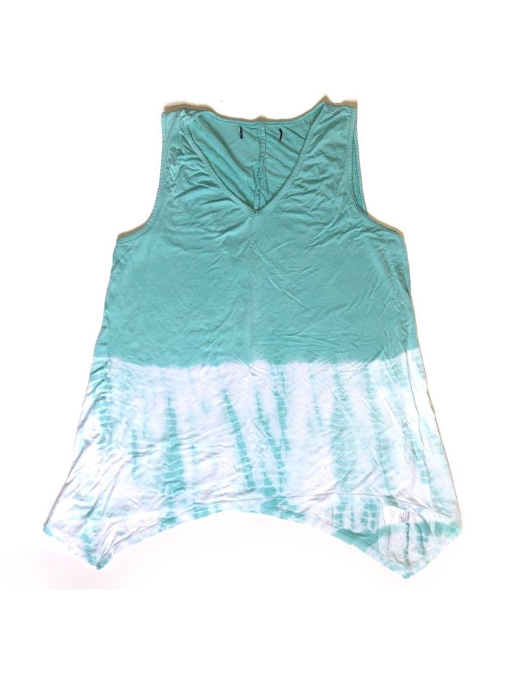 Tank Top 3 for 15 SALE CLEARANCE Green and White Tie Dye Shark Bite Hem